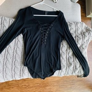 Black long sleeve bodysuit
